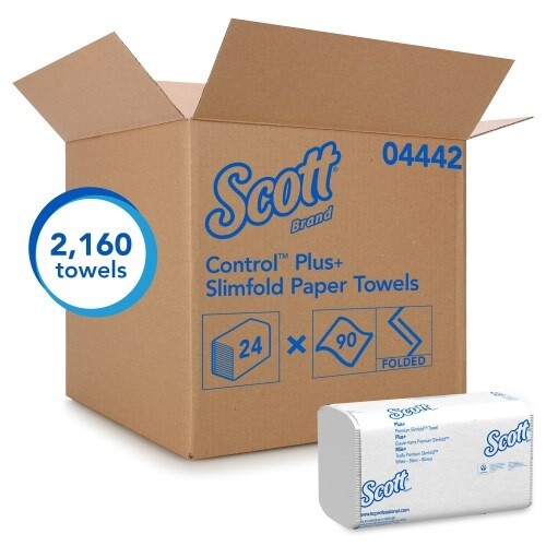 Scott Control Hand Towels Slimfold (04442) With Fast-Drying Absorbency Pockets, White,